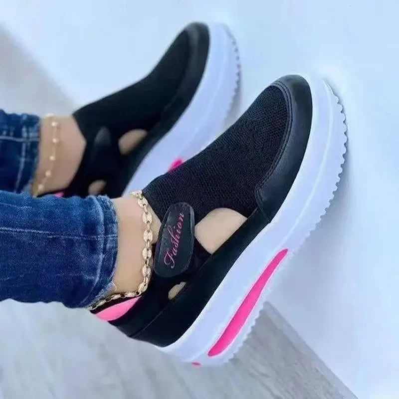 2024 Summer New Breathable Mesh Wedge Casual Sport Shoes Plus Size 43 Non Slip Woman Vulcanize Shoes Platform Women Sneakers