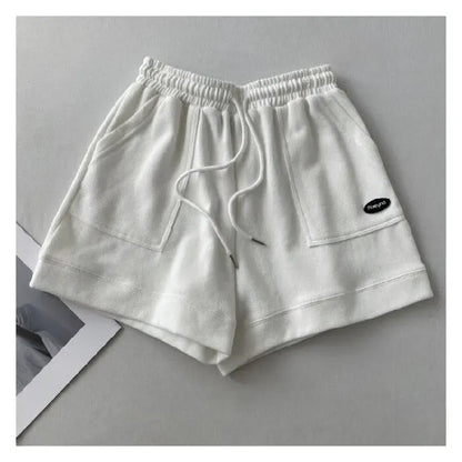 High-waisted Slim Casual Sports Shorts WOMEN'S New Korean Version of Loose Wide-legged Drawstring A- string Pants