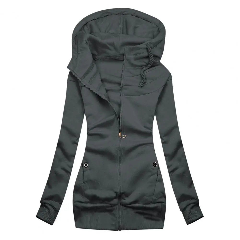 Plush Hoodie Coat For Women Autumn Winter Fashion Long Sleeve Hoodie Dress Casual Hooded Women Pullover Tight Waist Sweatshirt