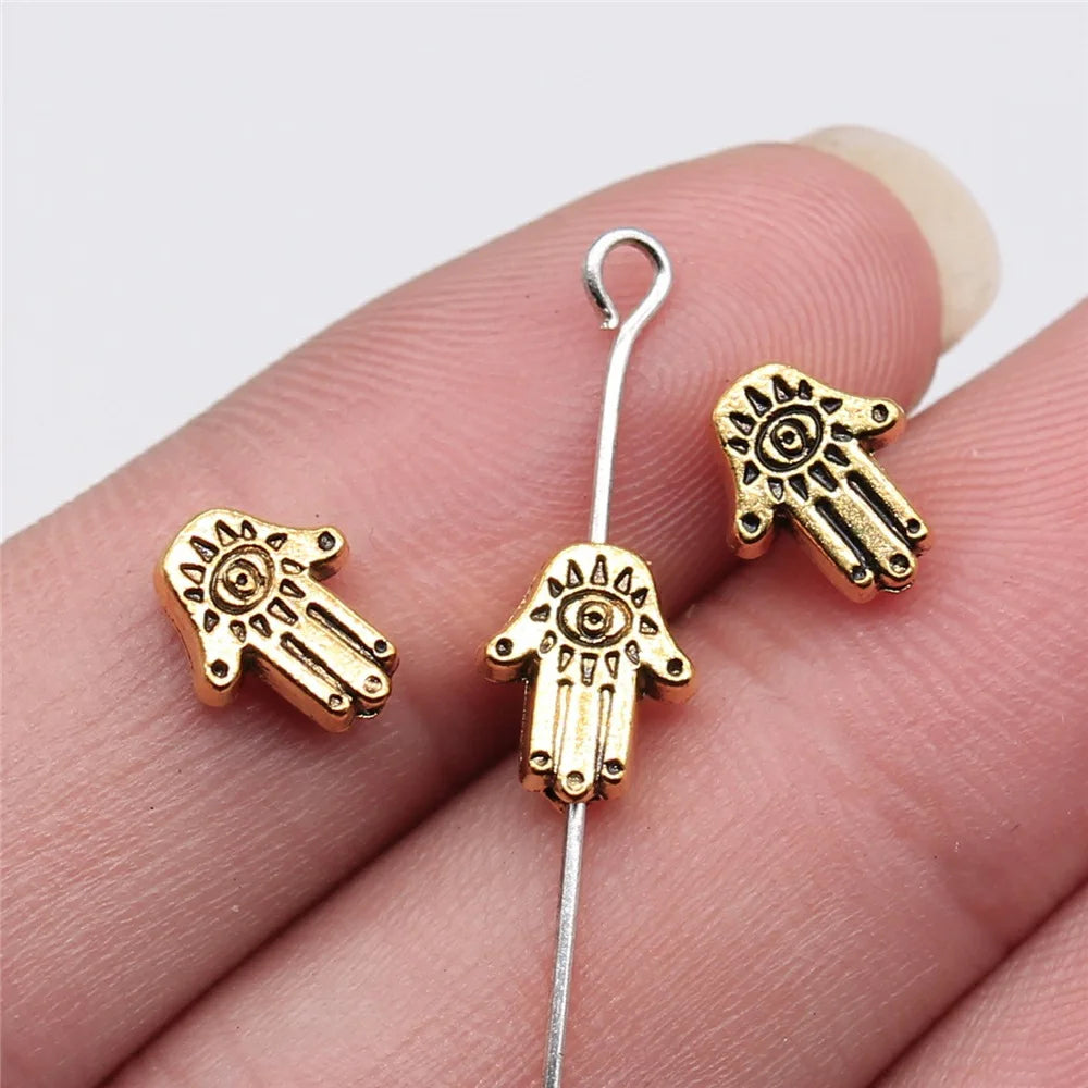 20pcs Charms Fatima Hand Hamsa Palm Protection Tibetan Bronze Silver Color Pendants Antique Making DIY Handmade Craft