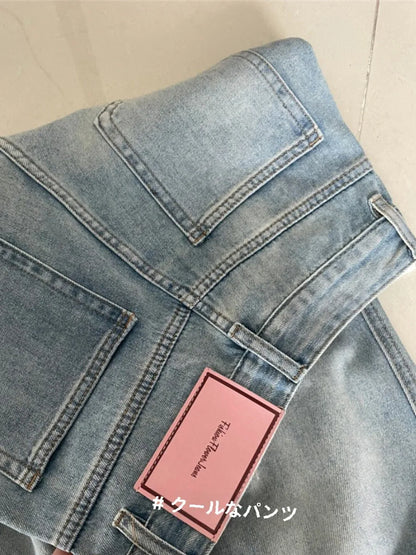 Light Color High Waist Denim Female 2025 New Arrival Spring plus Size Straight-leg Loose Slim Looking Pear Shapes Wide-Leg Pants