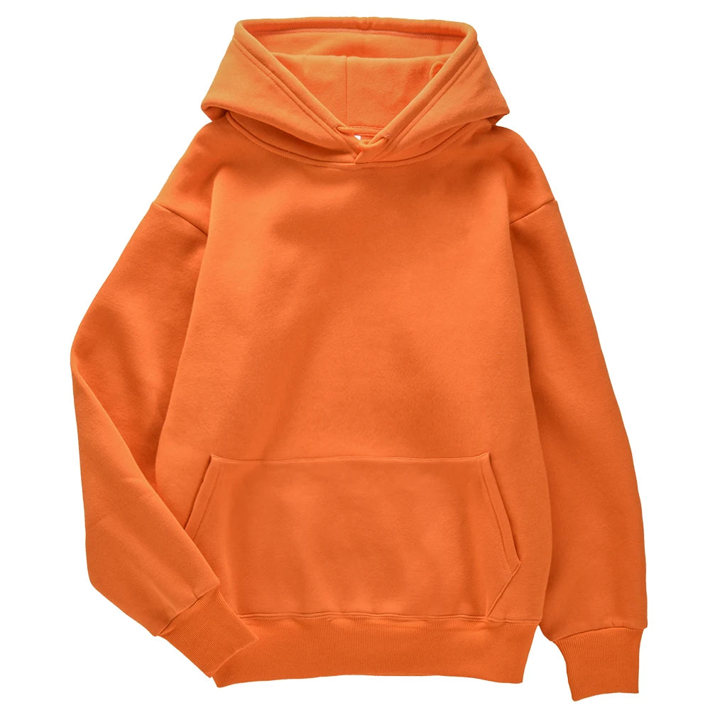 Fashion Solid Women Streetwear Multicolor Autumn Female Hoodies Fleece Pocket Unisex Oversize Pullovers Comfortable Warm Hoody