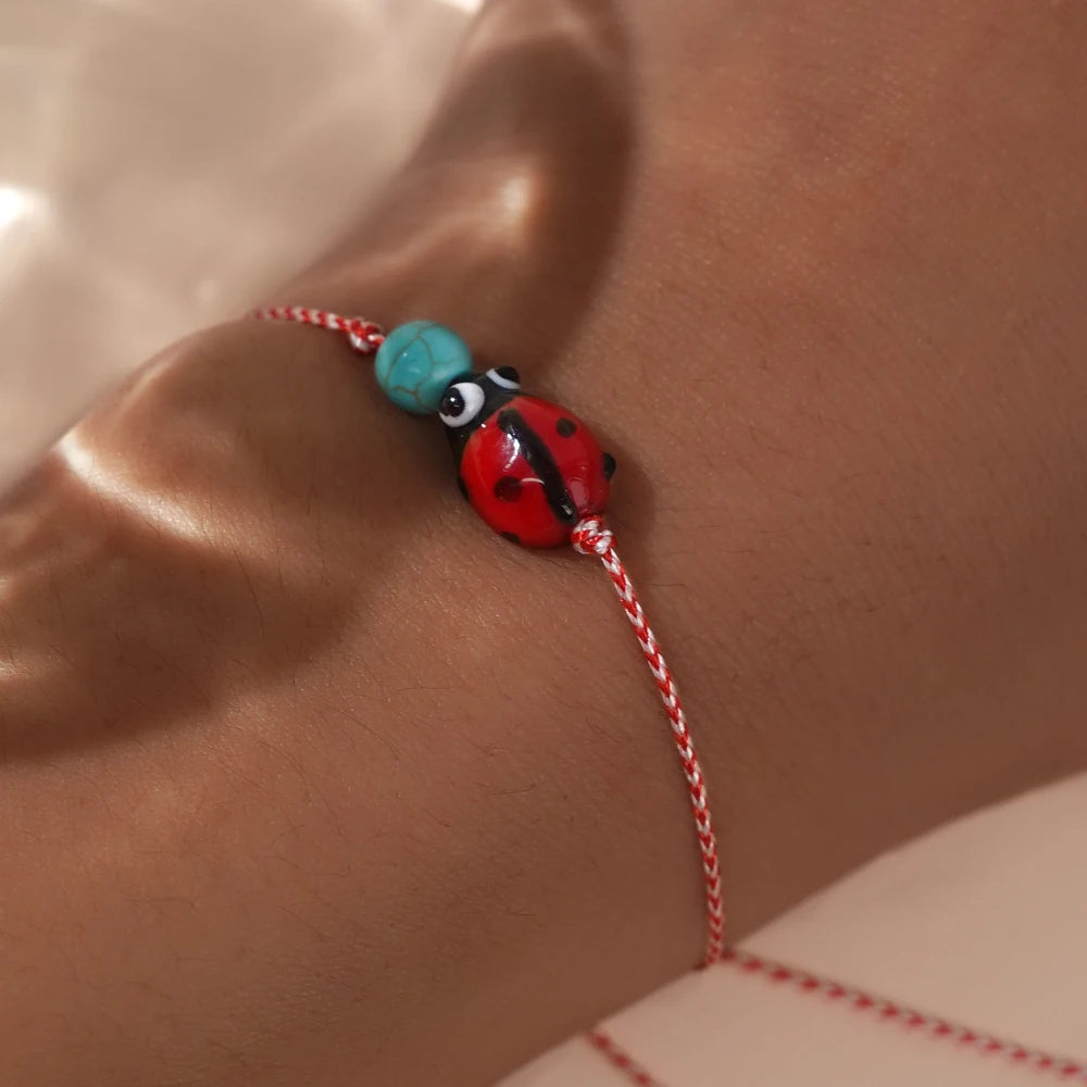 Go2boho 3mm Copper Bead Synthetic Turquoise Ladybug Stack Martis Series Jewelry 2024 New Greek March Bracelets for Her His