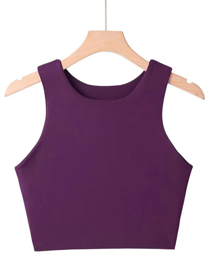 2023 Summer Fashion Women Sexy Slim Tops O-neck Sleeveless Double Nylon Ladies Good Quality Tank Tops 6 Colors