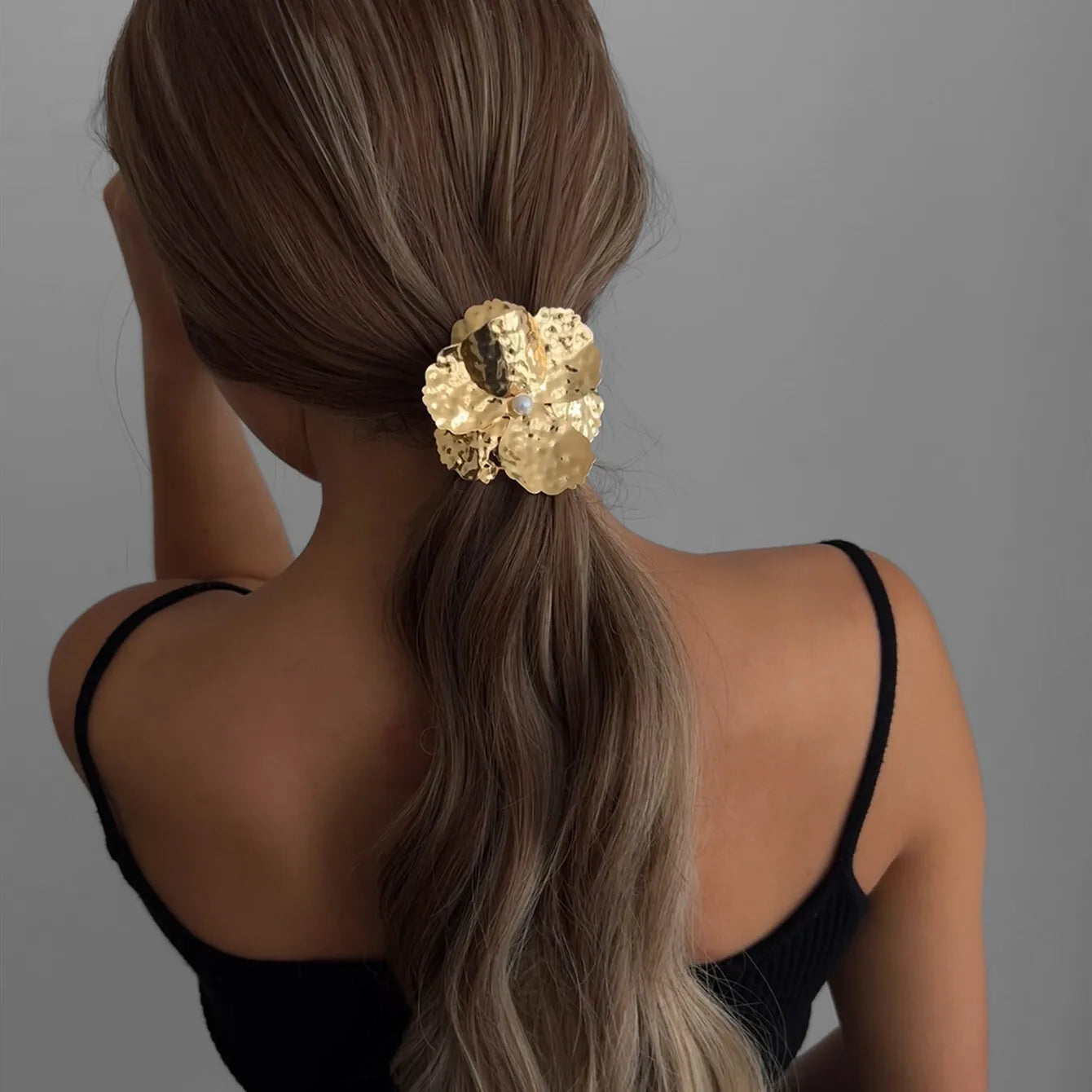 SHIXIN 8 Styles Temperament Gold Color Flower High Elastic Hair Band for Women Bowknot Heart Rubber Bands Hair Ring Wholesale