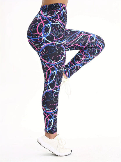 Colorful Circle Pattern Casual Tight Fitting Women's Tight Pants Healthy Height Suitable Stretching Sports Exercise Leggings