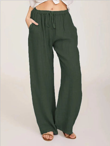 Summer and Autumn New Casual Women's Wear in Europe, America, and Europe Large Loose Cotton Hemp Casual Pants