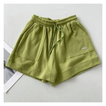 High-waisted Slim Casual Sports Shorts WOMEN'S New Korean Version of Loose Wide-legged Drawstring A- string Pants