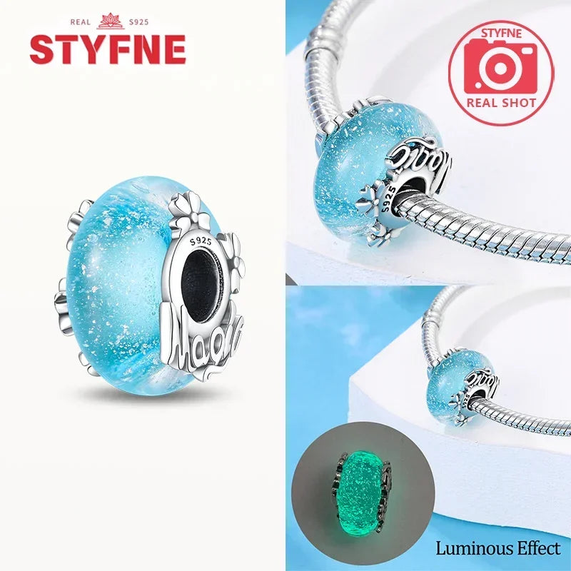 Silver 925 Blue Series Crystal Enamel Murano Charming Bead Silver Color Beads Fit Original Bracelet for Women Diy Jewelry Gifts