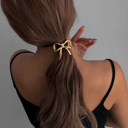 SHIXIN 8 Styles Temperament Gold Color Flower High Elastic Hair Band for Women Bowknot Heart Rubber Bands Hair Ring Wholesale