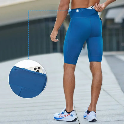 Summer Marathon Compression Shorts Quick Dry Running Training Tights Sports Women Men Leggings Pants Gym Male Pockets For Man