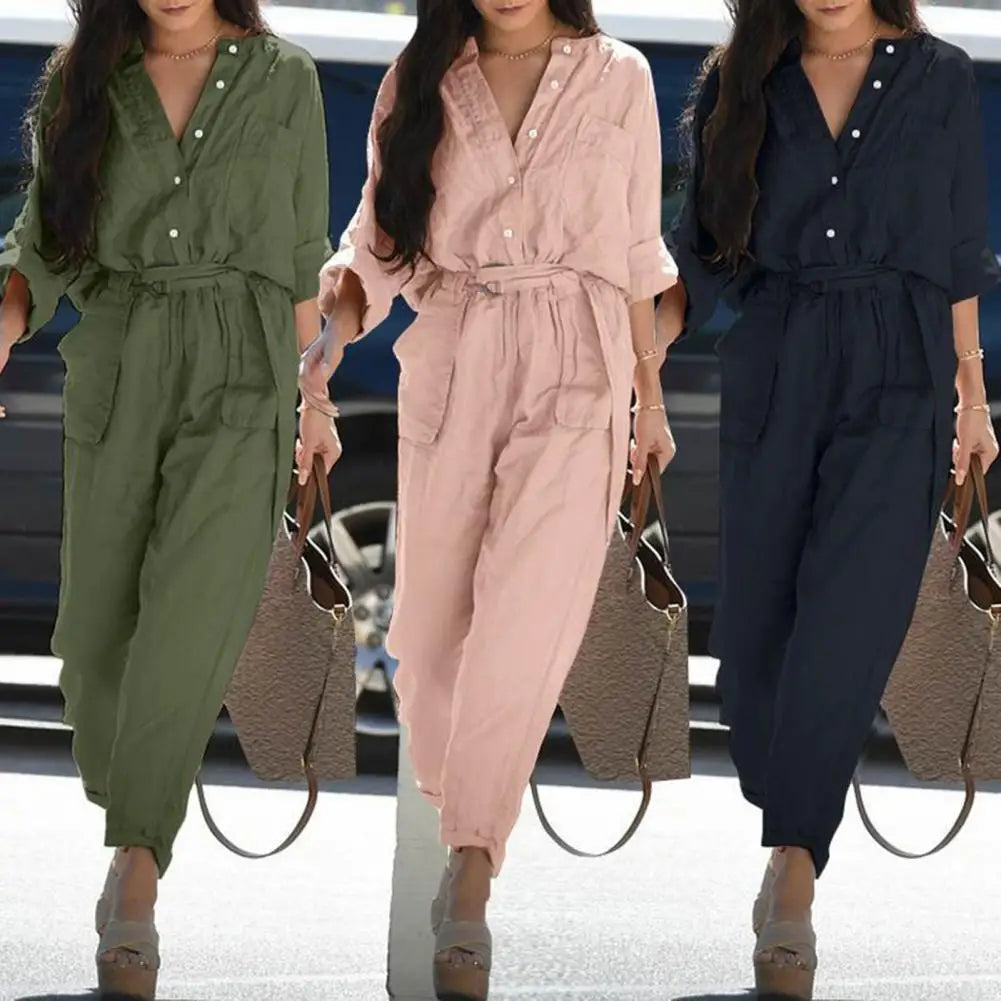 Summer Playsuit  Fashion Fashion Spring Lady Long Rompers  Breathable Work Overalls