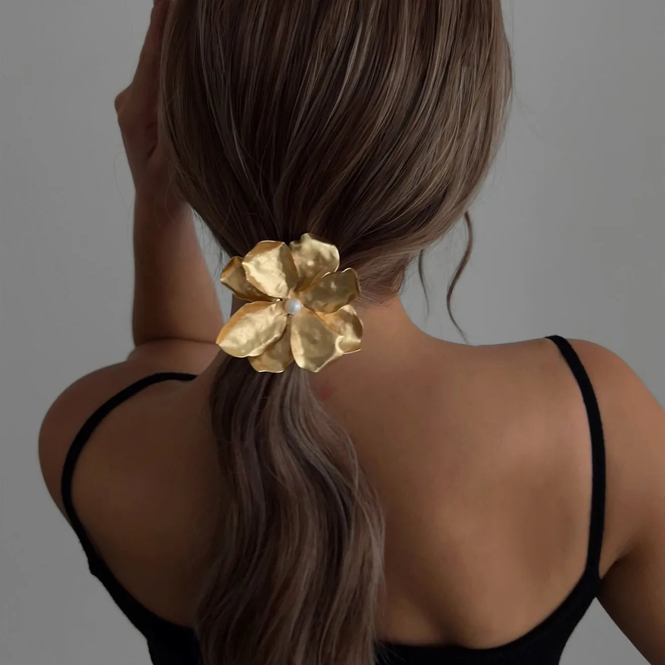 SHIXIN 8 Styles Temperament Gold Color Flower High Elastic Hair Band for Women Bowknot Heart Rubber Bands Hair Ring Wholesale