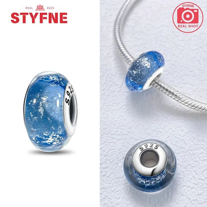 Silver 925 Blue Series Crystal Enamel Murano Charming Bead Silver Color Beads Fit Original Bracelet for Women Diy Jewelry Gifts