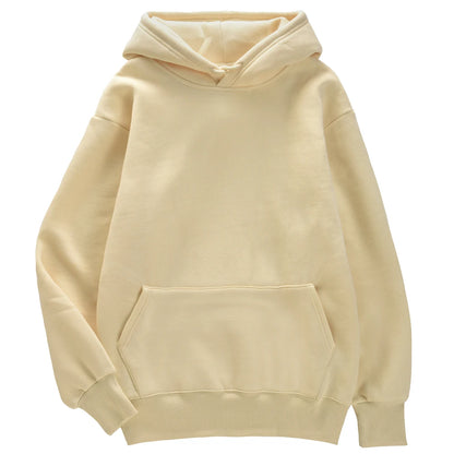 Fashion Solid Women Streetwear Multicolor Autumn Female Hoodies Fleece Pocket Unisex Oversize Pullovers Comfortable Warm Hoody