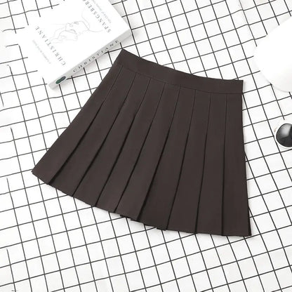 Brown Skirt Ladies 2022 Summer Clothes Women's High Waist Harajuku Korean Style Black Mini Pleated Skirt For School Girl Uniform