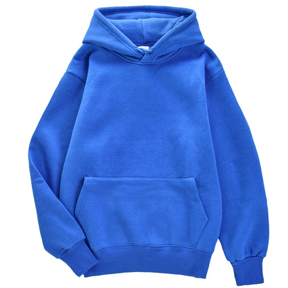 Fashion Solid Women Streetwear Multicolor Autumn Female Hoodies Fleece Pocket Unisex Oversize Pullovers Comfortable Warm Hoody