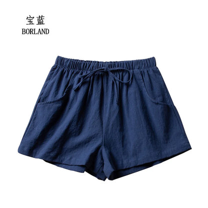 Casual Linen Shorts Women Gym Workout Shorts Cotton Short Pants High Waisted Black Ladies Short Femme Women Shorts Sport Femme