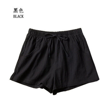 Casual Linen Shorts Women Gym Workout Shorts Cotton Short Pants High Waisted Black Ladies Short Femme Women Shorts Sport Femme