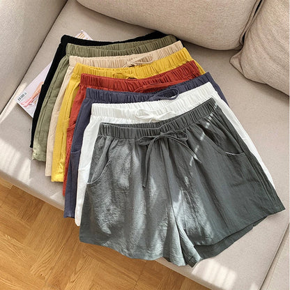 Casual Linen Shorts Women Gym Workout Shorts Cotton Short Pants High Waisted Black Ladies Short Femme Women Shorts Sport Femme