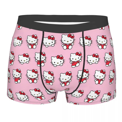 Hello Kitty Pattern Cartoon Boxer Shorts Panties Printed Underwear Quilt Underpants Men Sanrio Comfortable Boxers Briefs