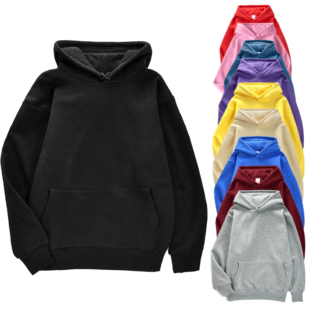 Fashion Solid Women Streetwear Multicolor Autumn Female Hoodies Fleece Pocket Unisex Oversize Pullovers Comfortable Warm Hoody