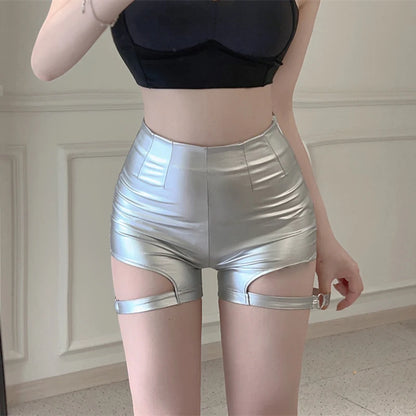 Women's Sexy High Waist Club Faux Leather Shorts Women's Slim Casual Hot Shorts