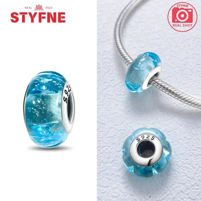 Silver 925 Blue Series Crystal Enamel Murano Charming Bead Silver Color Beads Fit Original Bracelet for Women Diy Jewelry Gifts