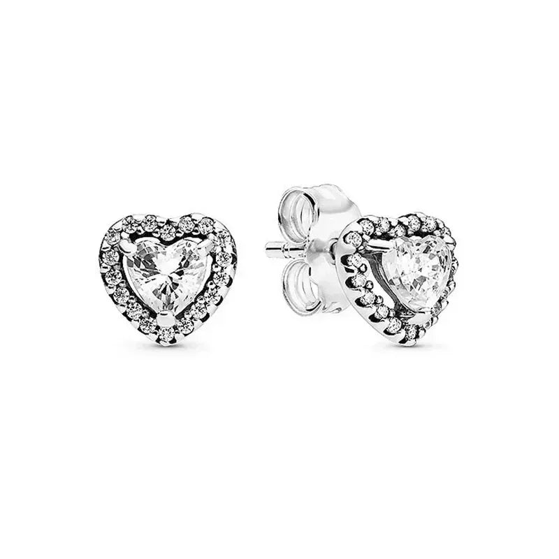 Brand new 925 sterling silver classic heart-shaped crystal zircon ring necklace earrings DIY charm women's New Year holiday gift