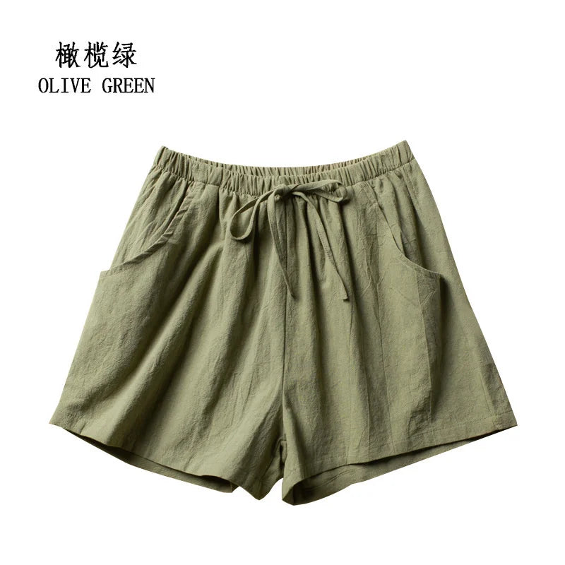 Casual Linen Shorts Women Gym Workout Shorts Cotton Short Pants High Waisted Black Ladies Short Femme Women Shorts Sport Femme